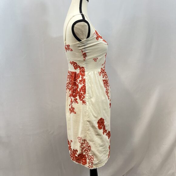 J Crew spaghetti strap embroidered mini cream and orange dress sz 2 - Picture 5 of 10